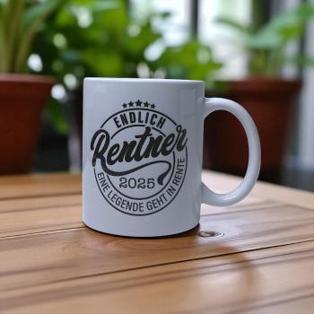 Keramiktasse Ruhestand Endlich Rentner personalisiert Kaffeebecher Teetasse Kaffeetassee - Artikel Nr. 1100080